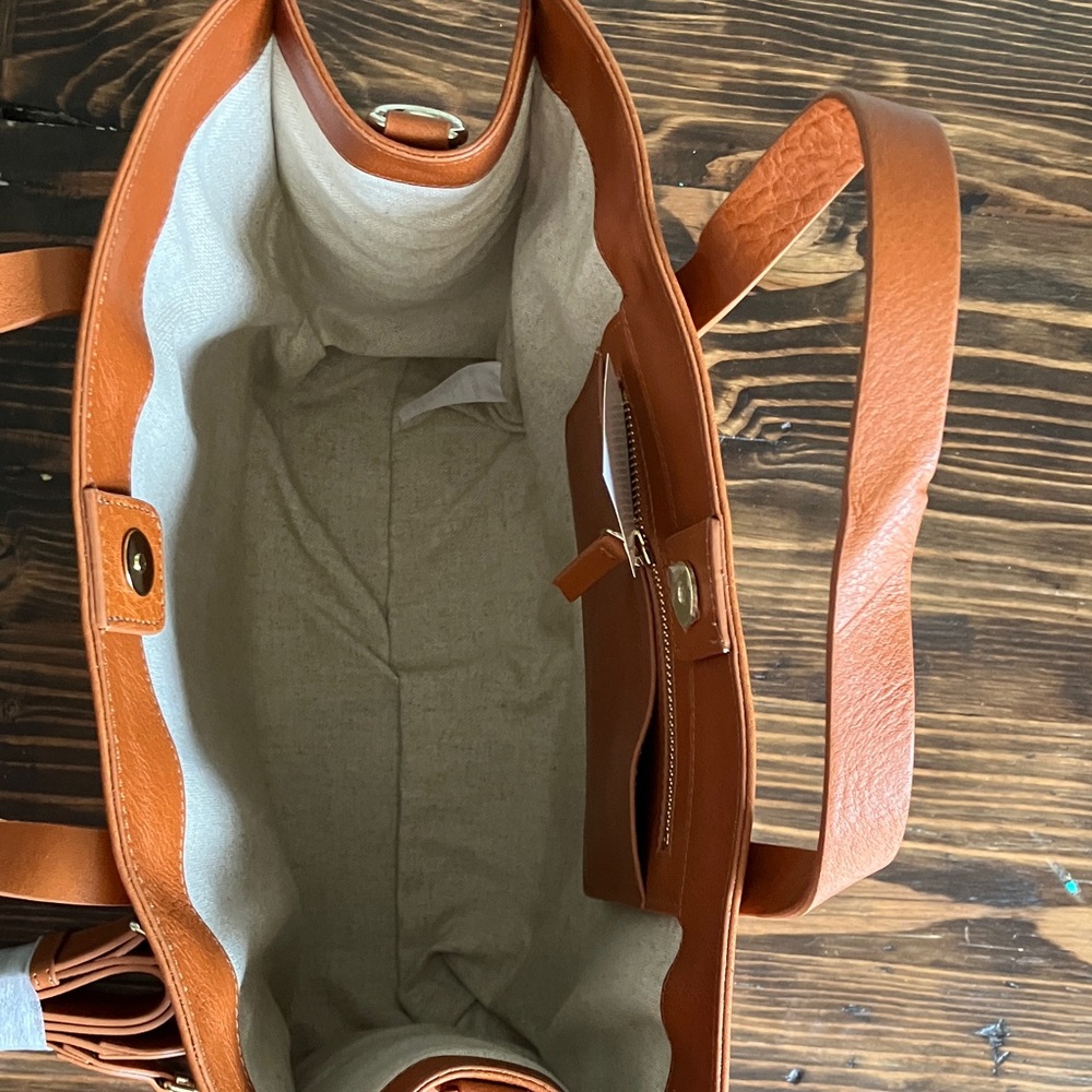 Mark & Graham Essential Leather Large Brown Tote with “SAM” Personalization NWOT - Picture 5 of 9